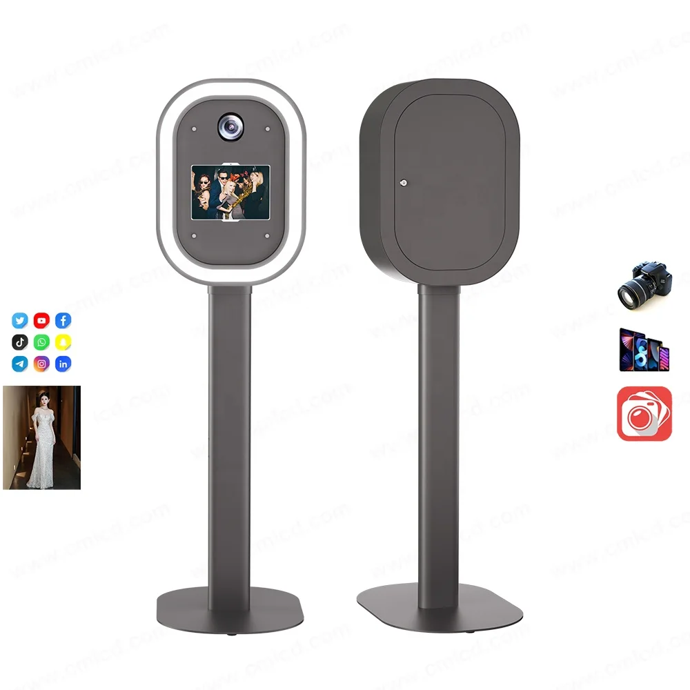 Factory direct commercial metal shell ipad oval dslr photo booth for wedding party event