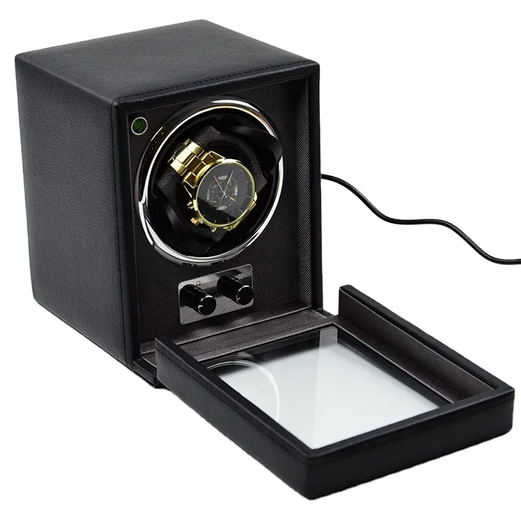 high quality special white wood eilux black leather double automatic watch winder