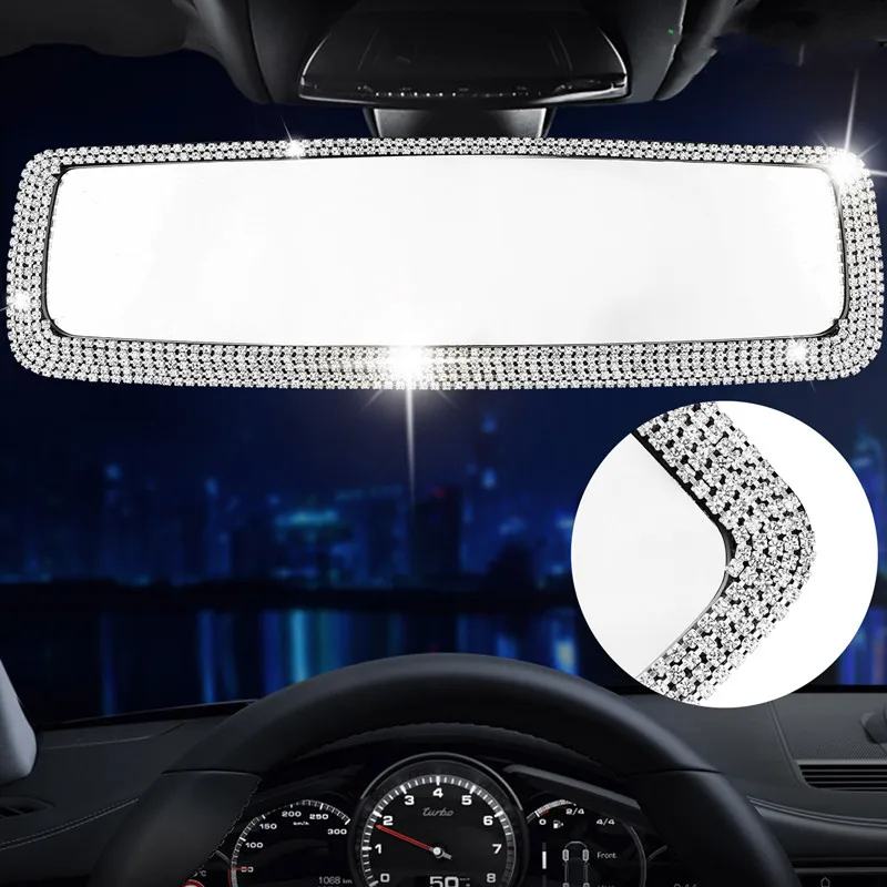 Bling bling зеркальное стекло автомобиля с украшением в виде кристаллов Красный бриллиант заднего вида зеркало для универсального