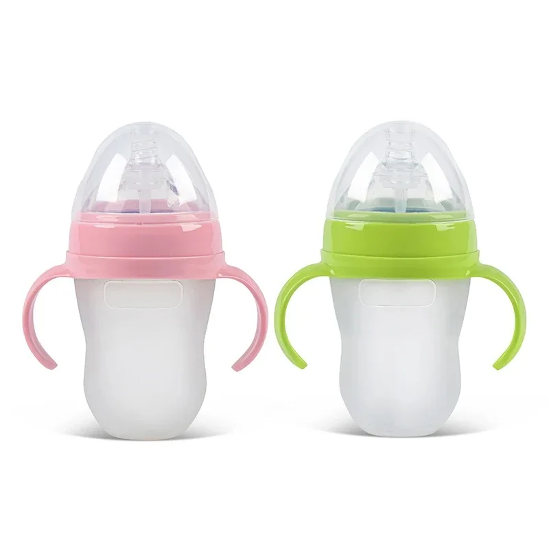 Newborn BPA Free 150/250ml hot sale soft food grade  silicone portable baby bottle baby feeding bottle