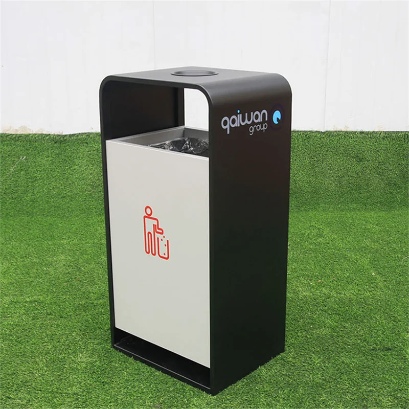 custom outdoor rectangular metal trash receptacle garbage can outside garden street recycle waste bin commercial steel dust bin