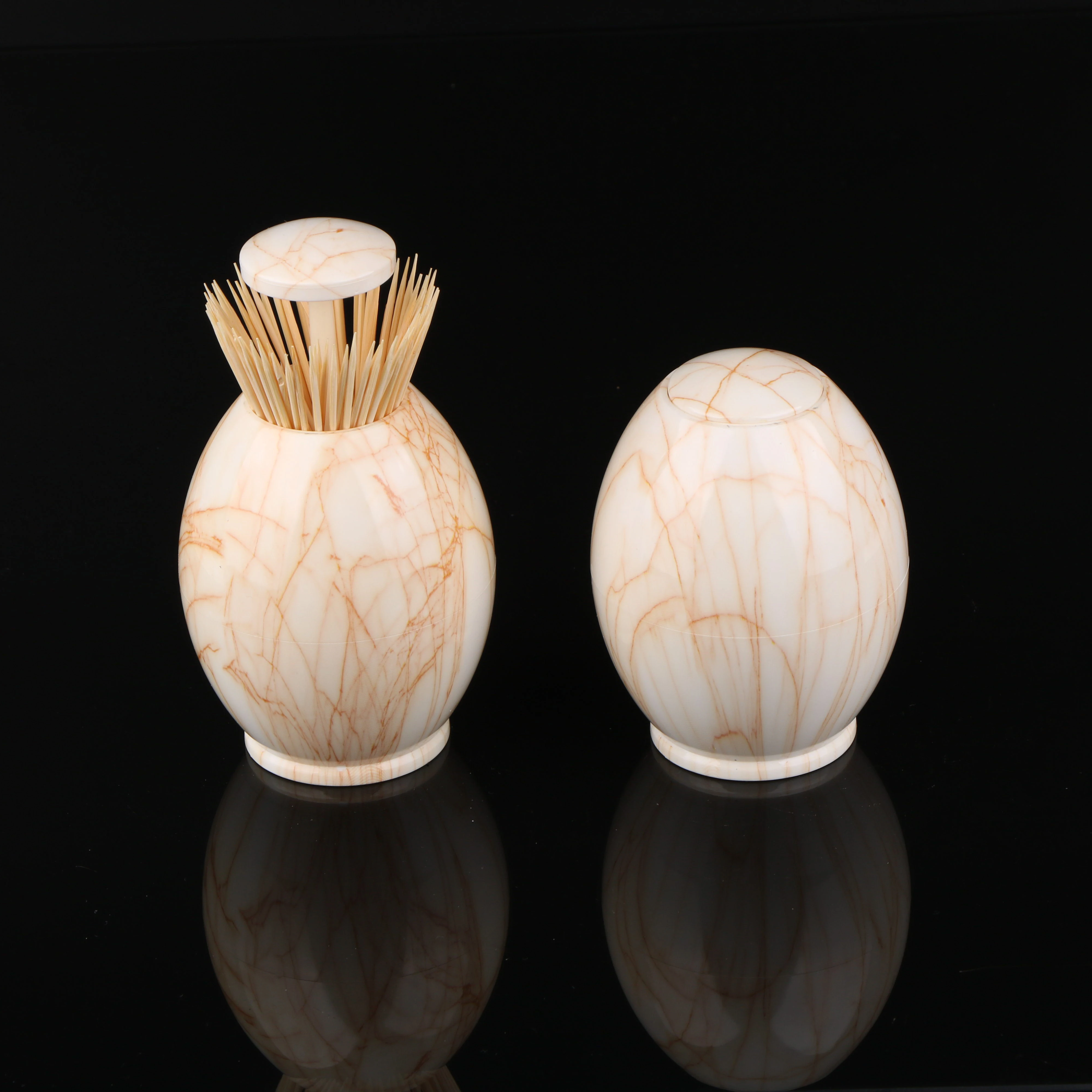 
Automatic european style cracked marble ABS plastic toothpick dispenser 