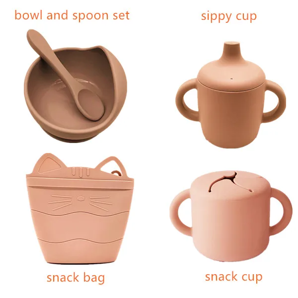 5OZ Silicone Training Sippy Cups, Reusable Spill Proof Transition Spout Cups with Handles for 6 Months+ Infant Babies