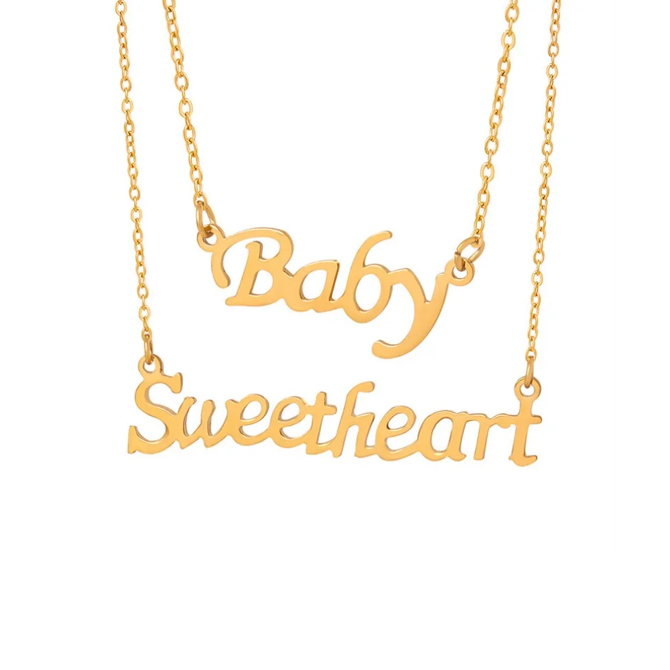 Wholesale Dream Letter Personalized Necklace Stainless Steel Gold Plated Alphabet Choker Chain Fashion Jewelry Gifts