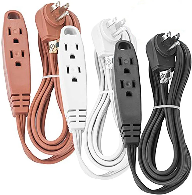 3 Multiple Sockets Outlets Heavy Duty 16AWG 110v-220v Cable PVC Insulation Extension Power Cord