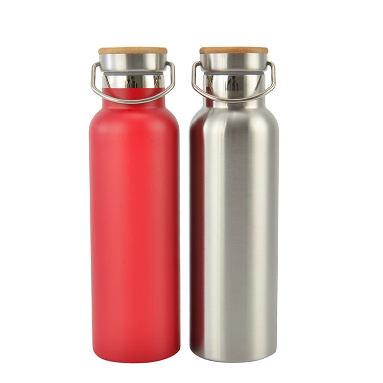 Custom Logo Vacuum Flasks Thermo Portable Insulated Travel Drinking Water Flask with Bamboo Lid