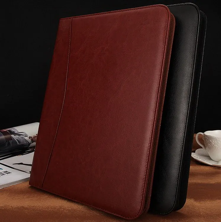 Pu Business Folders Office Stationery Supplies Zipper Insert Multifunction Portable Belt Calculator A4 Folder File Organizer