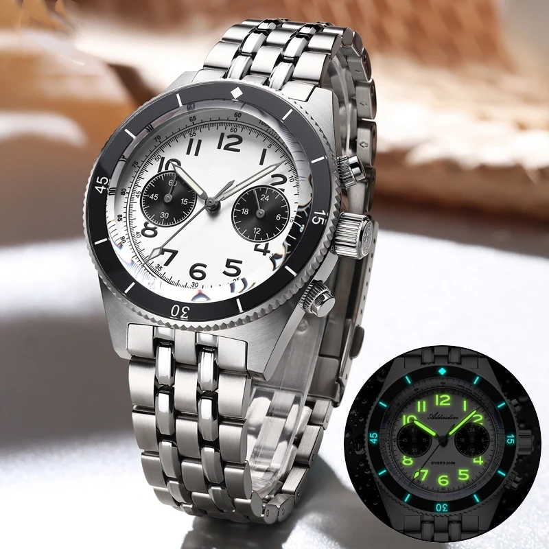 OEM бренд 316L из нержавеющей стали многофункциональные светящиеся часы 5ATM водонепроницаемые VK64 механизм Классические мужские кварцевые