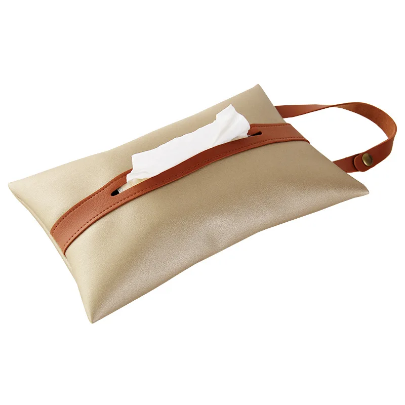Hangable Tissue Box PU Leather Home Car Towel Napkin Papers Dispenser Holder Box Case Desktop Dining Room Bedroom Decoration
