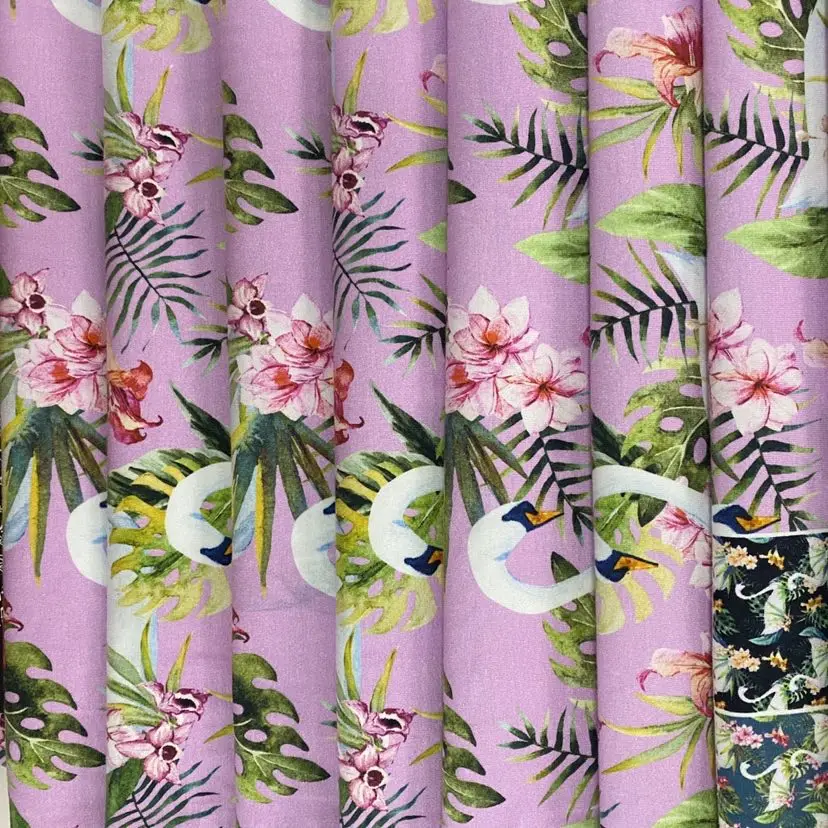 custom cotton lycra fabric digital printing 92 cotton spandex knitting fabric for girls dress