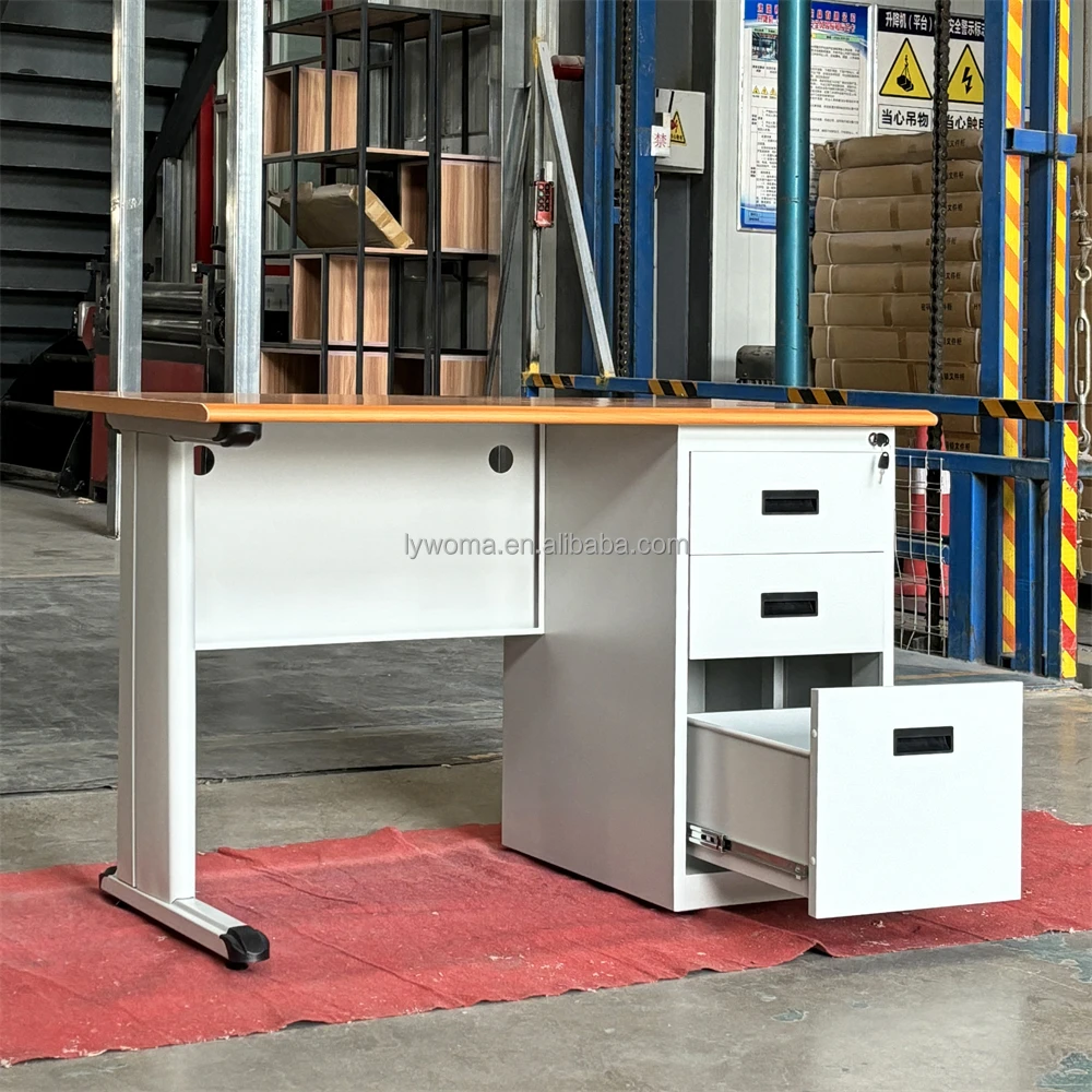 Modern cheap factory wholesale price home office computer working table with drawers and MDF table top