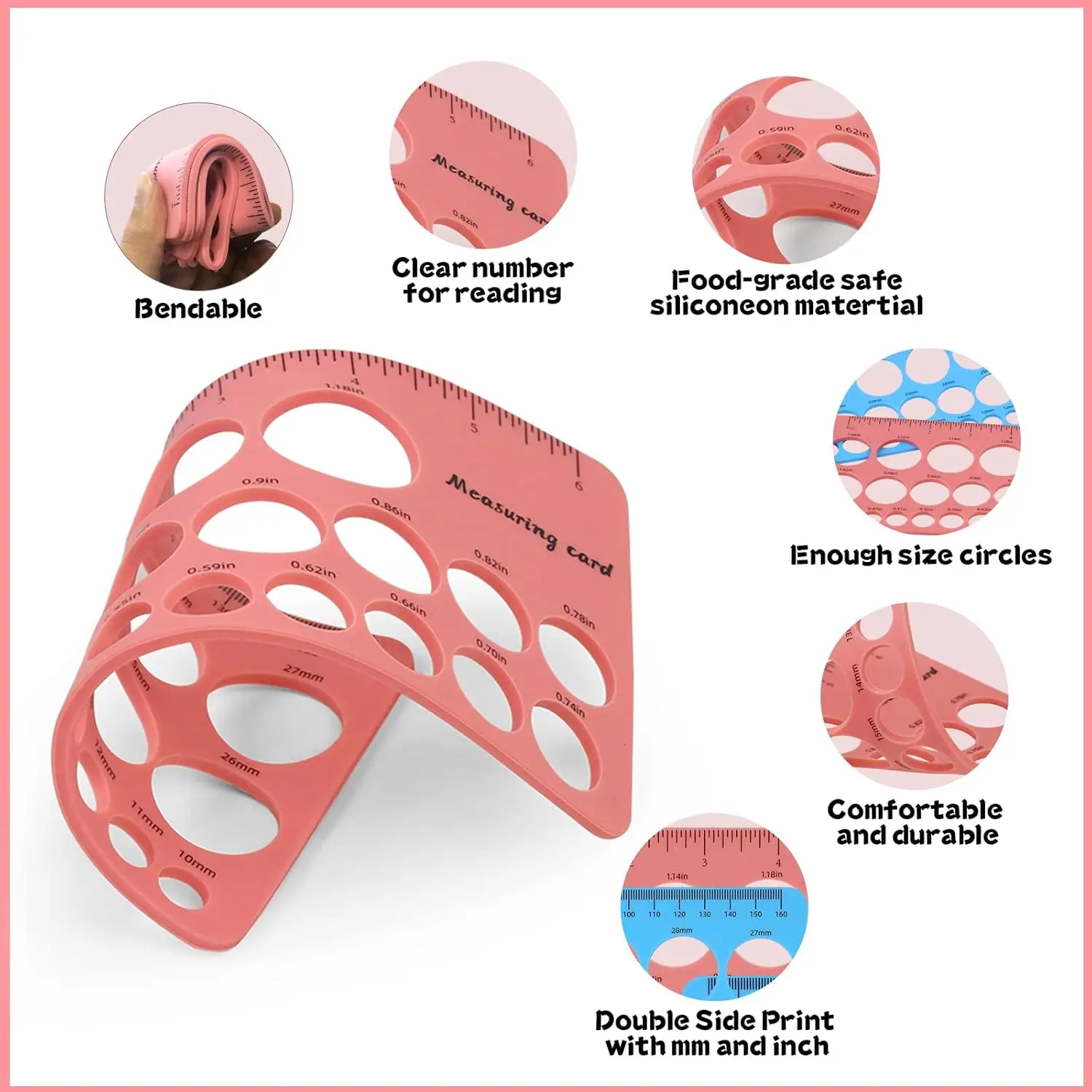 Custom shape Wholesale Breast Flange Measuring Breast Pump Sizing Tool Silicone Nipple Rulers