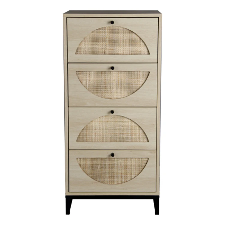 Accent Furniture Natural Rattan Braid Drawer Vertical Wooden Store Content Cabinet