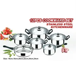 Nice Gift Set 12pcs Promotion Cookware Set Factory Price Stainless Steel Cookware Set For Kitchen
