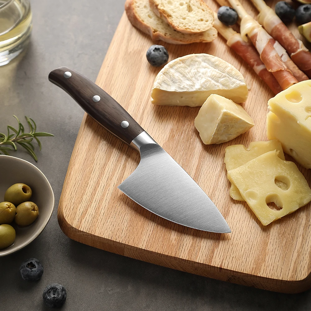 XINZUO New Design Cheese Board Knife Set High quality German Stainless Steel Oak Wood Block Wooden Tray Kit Gifts