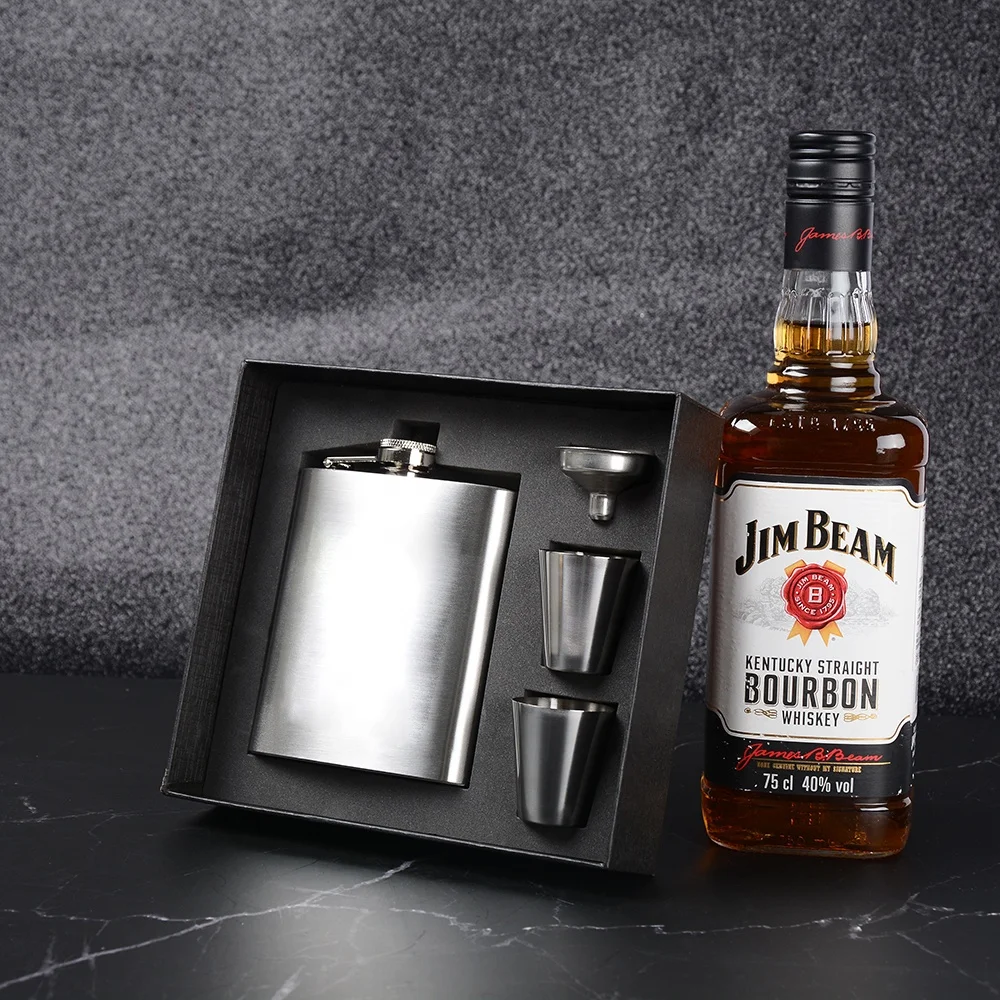 Высококачественная фляжка в классическом стиле 6/7 унций из нержавеющей стали набор с твердой подарочной коробкой посуды для бара