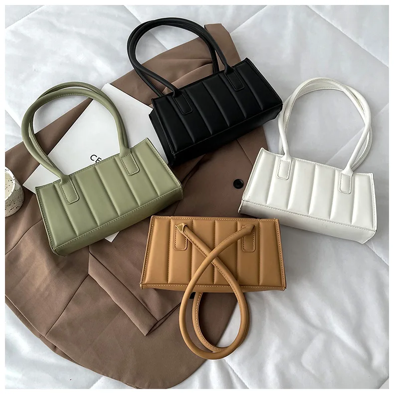 XP2311 Simple striped small square bag Korean designer underarm bag for women cheap ladies shoulder handbag