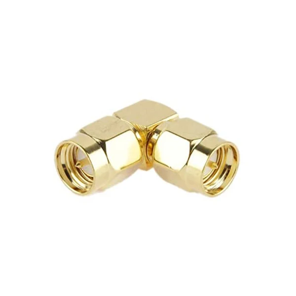 TV WiFi Antenna Gold Plated SMA Male to SMA Male Adapter with 90 Degree Angle