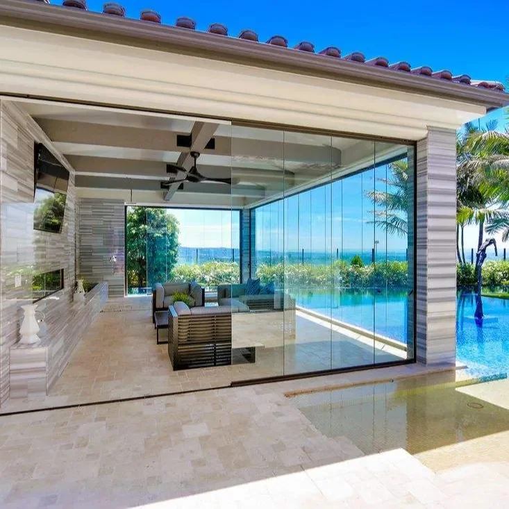 frameless glass folding sliding door philippines wood grain sliding fold aluminium doors