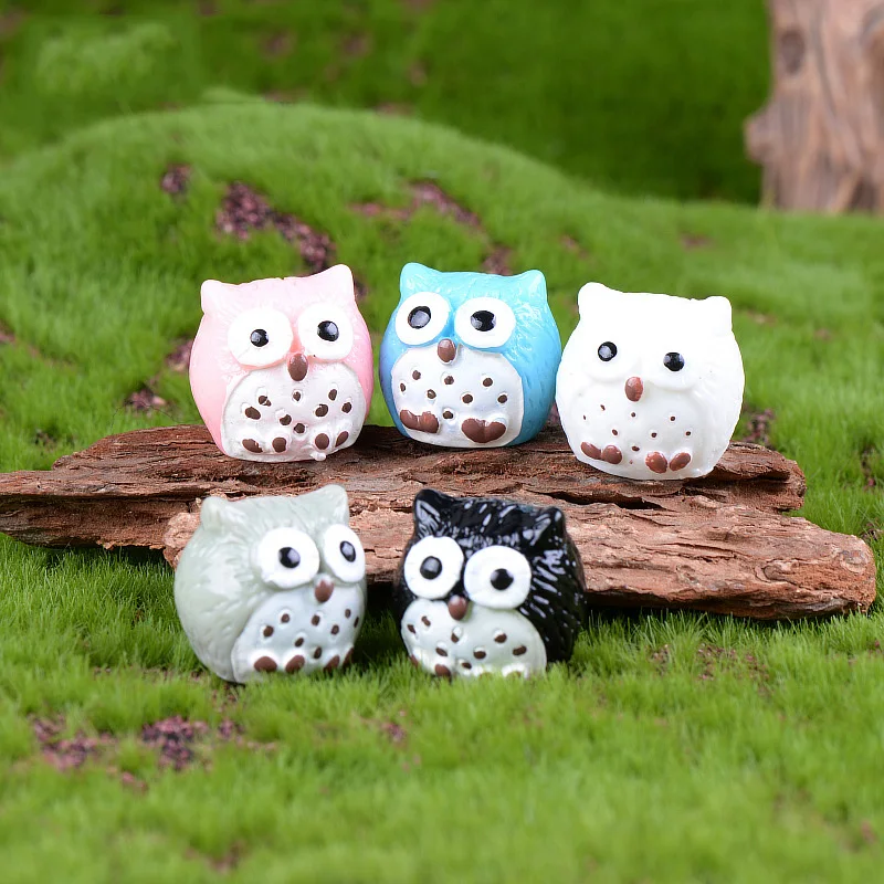 Cute Tiny Collectible Owl Model Micro Garden Decoration Craft Small Animal Birds Miniature figurines Kawaii Ornament