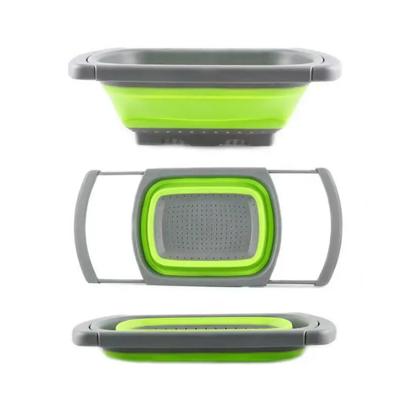 OEM & ODM BPA-Free Foldable Kitchen Colander Wholesale Metal and Silicone Basket Strainers for Food & Fruit Washing