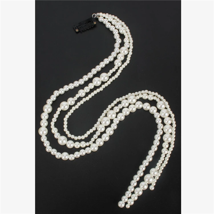 Women Pearl Beaded Hair Chain Head  Accessories Long Tassel Pearl Hair Chain