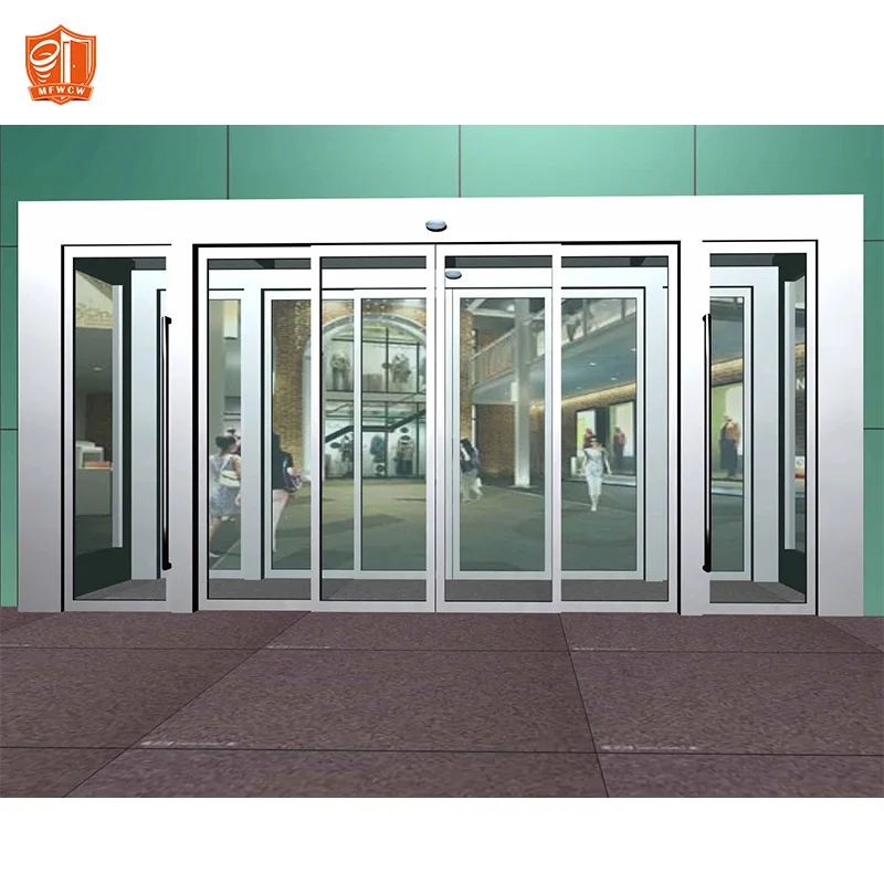 Customized modern aluminum glass storefront door Convenience store supermarket shop automatic sliding doors