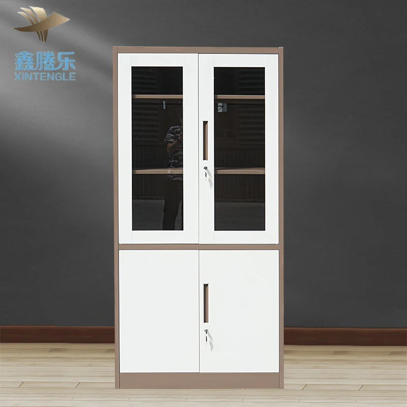 Office furniture supplier glass side door steel filing cabinet metal locker glass display door cabinet loker lemari arsip logam