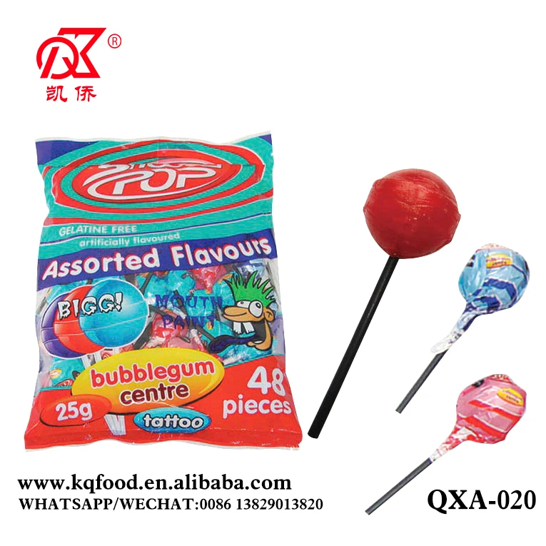 25g Tongue Painter Fruity Sour Bubble Gum Lollipops Bag