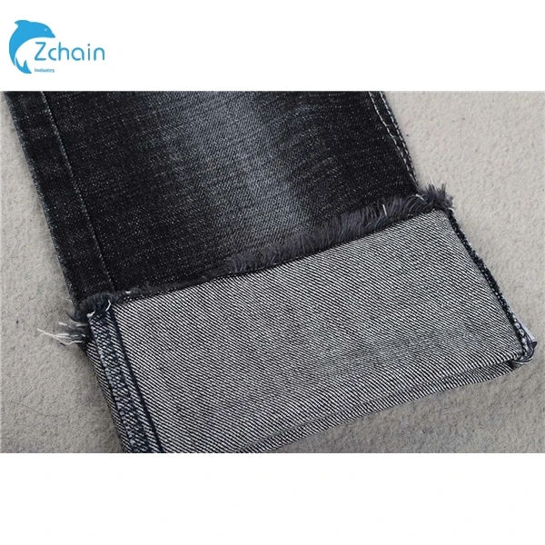 Cheapest Sulfur black cross hatch slub stretch cotton lycra denim fabric