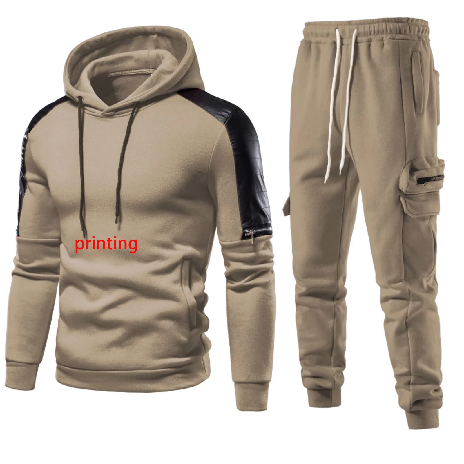 Wholesale polyester zipper high quality custom embroidery logo jogging 2 piece new design plus size men track suits