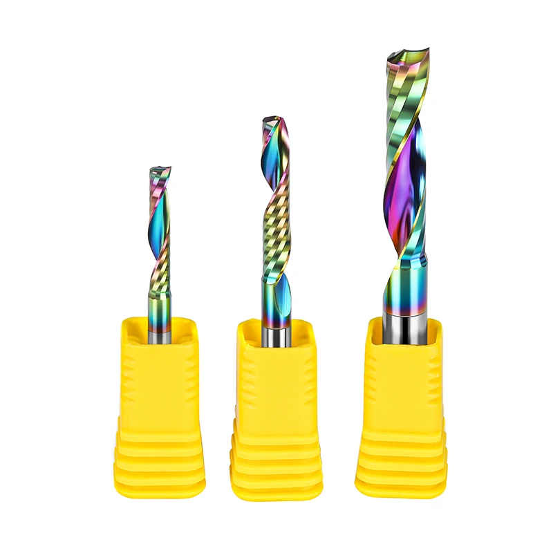Douruy 2A Single Flute Up Cut Coated Milling Cutter Carbide End Mills Cutting tool Spiral Router Bits