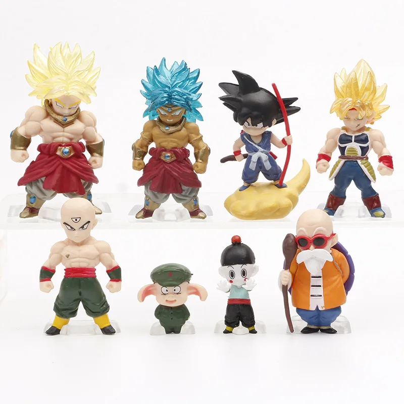 Wholesale 8pcs/set DBZ Broly figure 8 figures in cartoon pvc anime DBZ goku toy figure for decoration