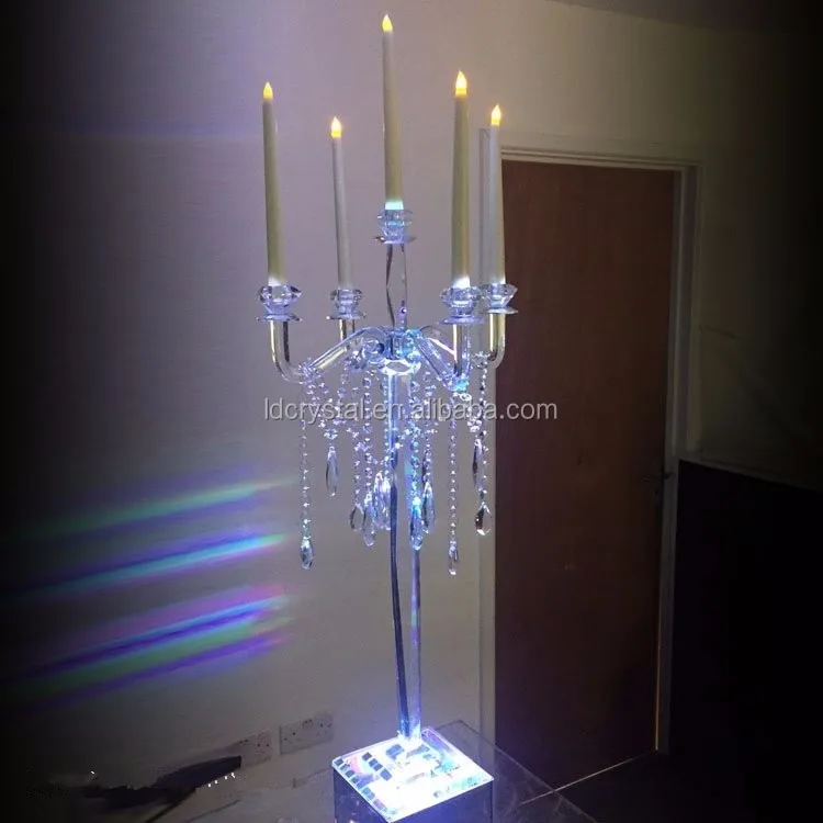  Tall 5 arms crystal candelabra wedding table centerpieces for