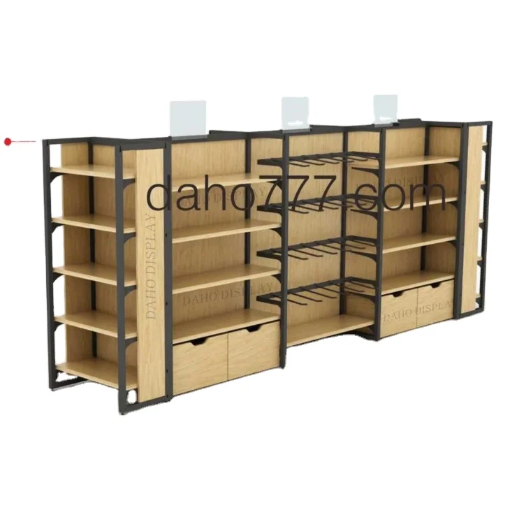 Miniso Supermarket shelves Wood Display Shelf warehouse storage grocery display racks stacking racks & shelves