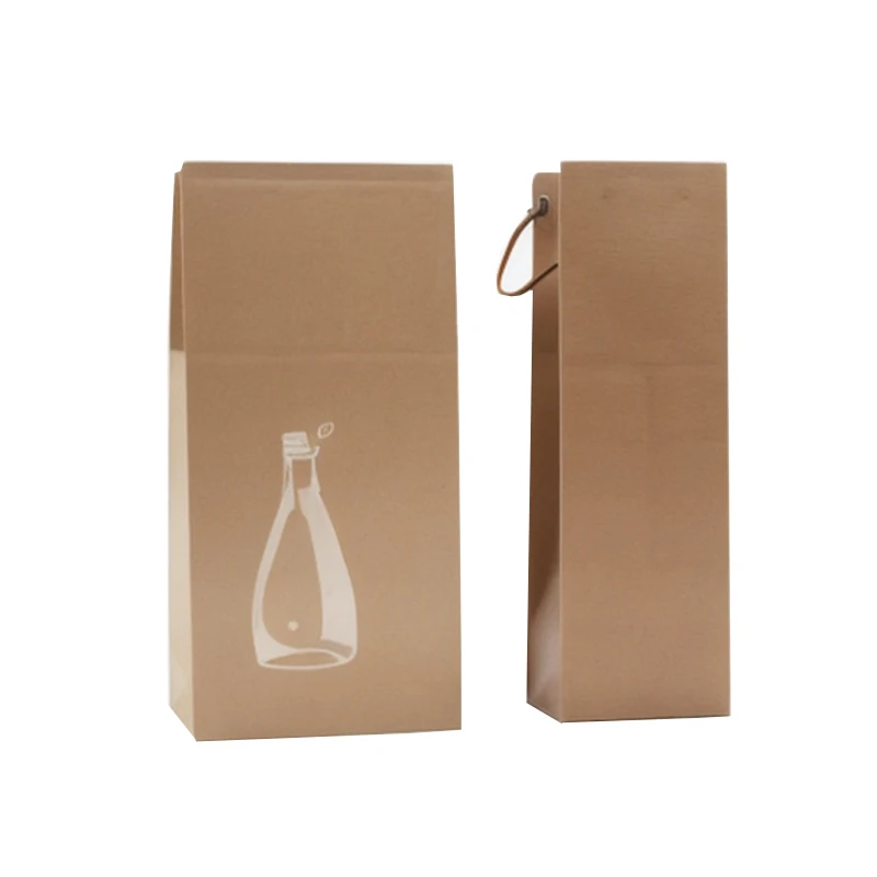 Cheap Customized Printed Bottle Gift Carry Packaging Wholesale Paper Wine Bags