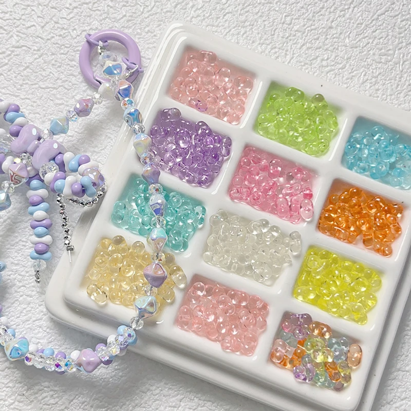 4x6.5mm Candy Transparent Peanut Czech Seed Beads Acrylic Loose DIY Handmade Beads Material Phone Chain Jewelry Accessories
