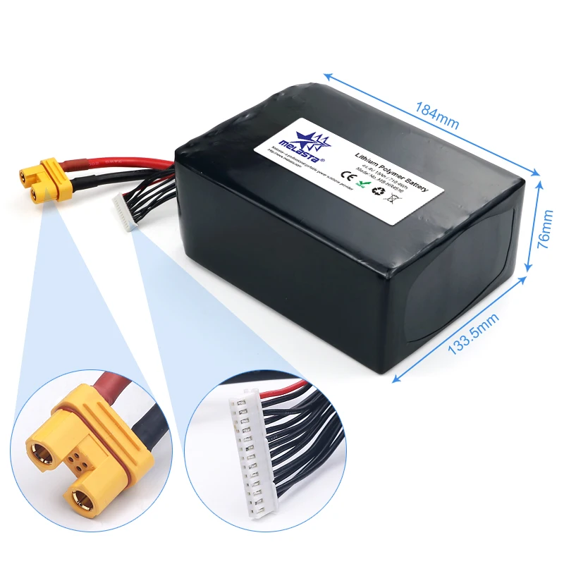 Melasta High Capacity 44.4v 16000mah 12s 15c Rechargeable Rc Lipo Battery For Larger Rc Drone Uav Quadcopter