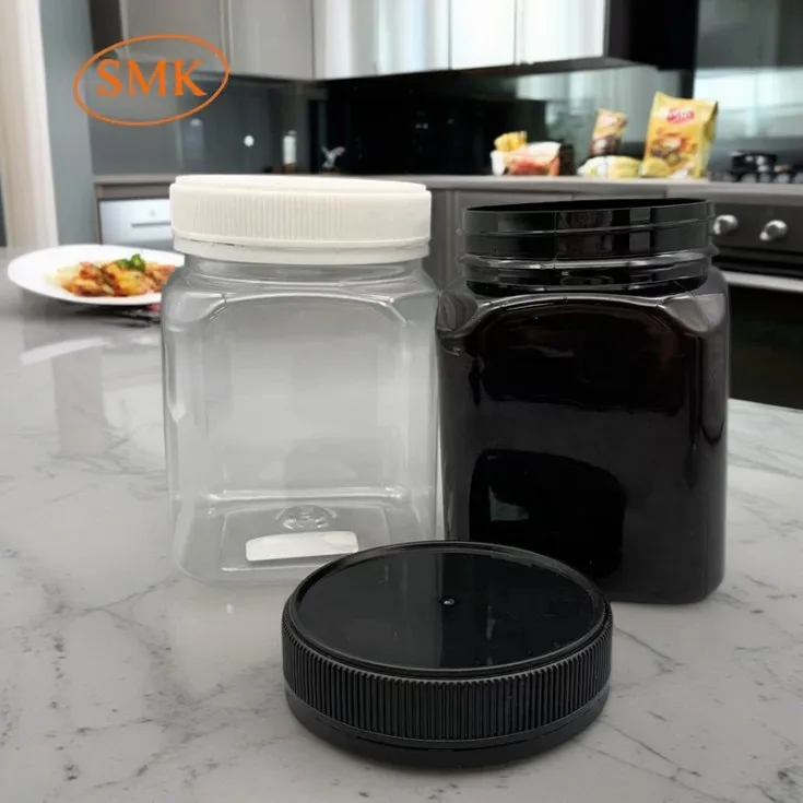High Quality Anti-Theft 720ml Black Amber Color Honey & Candy Jar Plastic 24oz PET Jar Food Storage Container