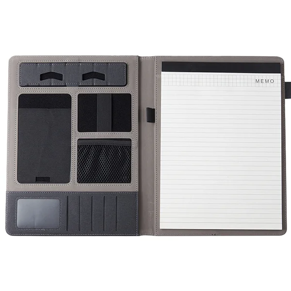 Custom a4 pu multifunction executive business resume office meeting document portfolio organizer with holder notepad padfolio