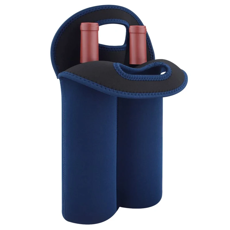 Travel Party Picnic 2 Bottle Whisky Beer Bottles Holder Eco-friendly Tote Insulated Neoprene Cooler Bags Handle Wine Carrier Bag