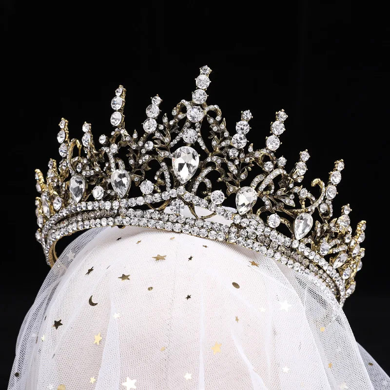 Luxury Sparkly Handmade Rhinestone Birthday Party Bridal Wedding Hair Accessories Crown Tiara For Bride