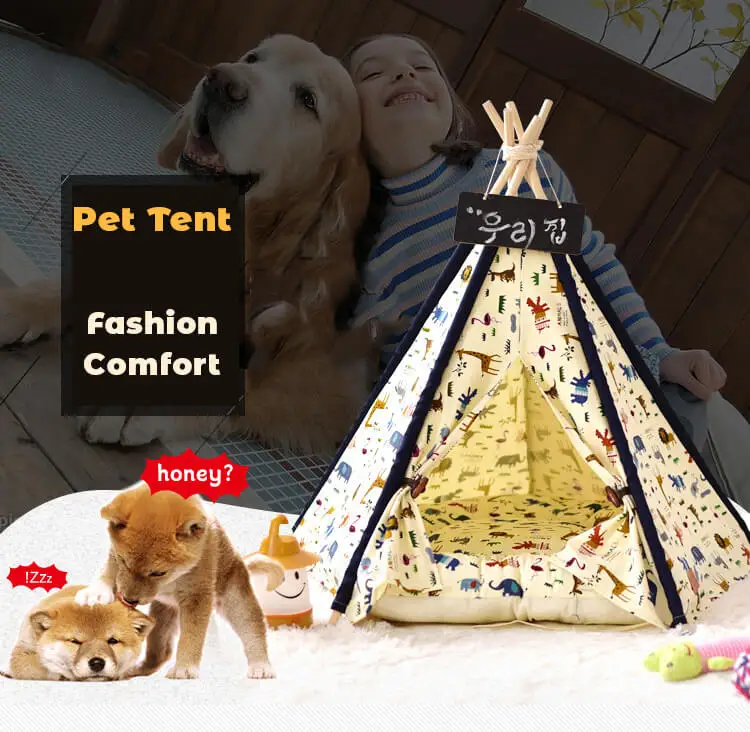 Pet Teepee Cotton Cat Tent House Foldable Pet Beds teepee tent Small Warm Canvas Wood Dog Kennel pet tent