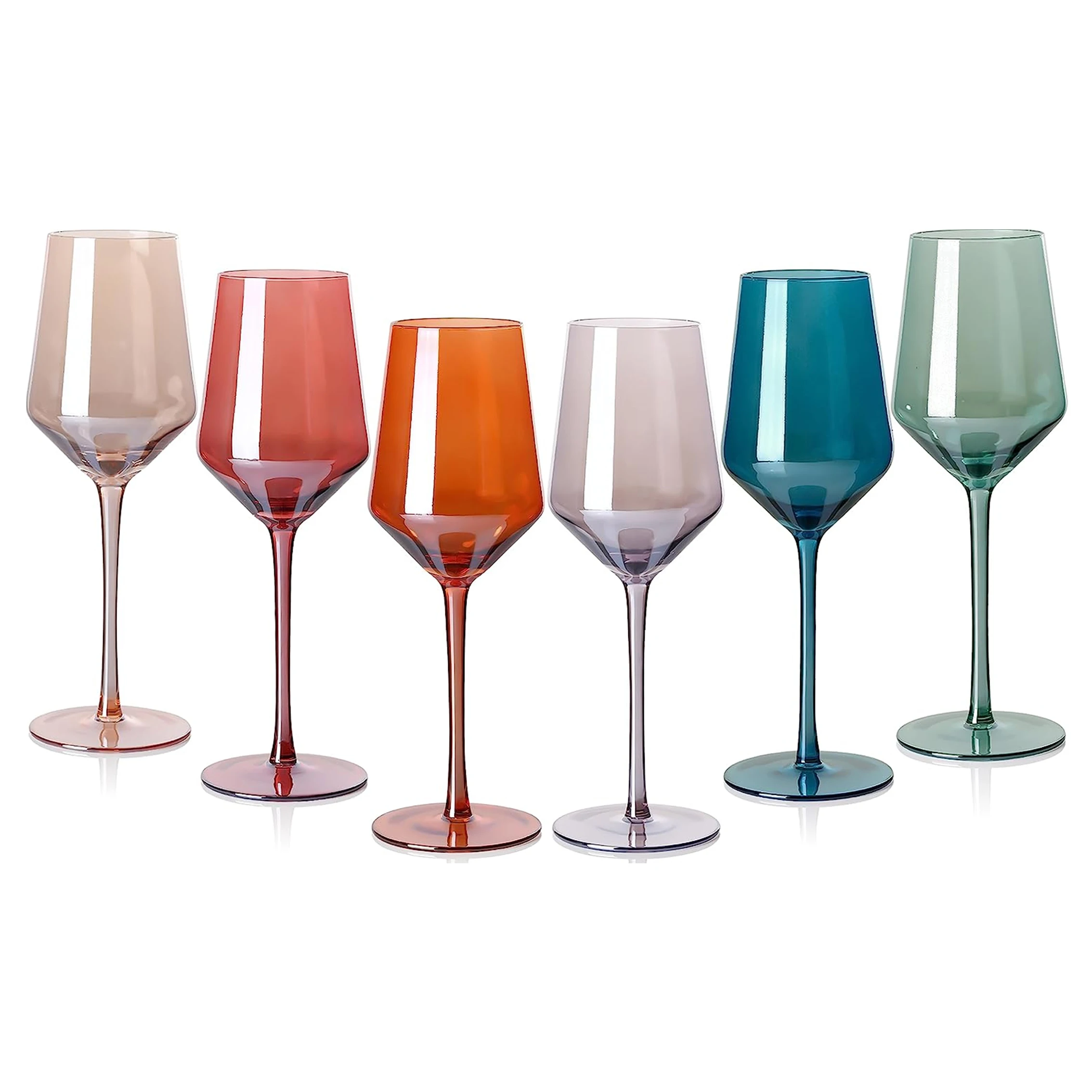 luxury wedding lead free glassware clear crystal goblet glass colored stem red wine glasses set of 6