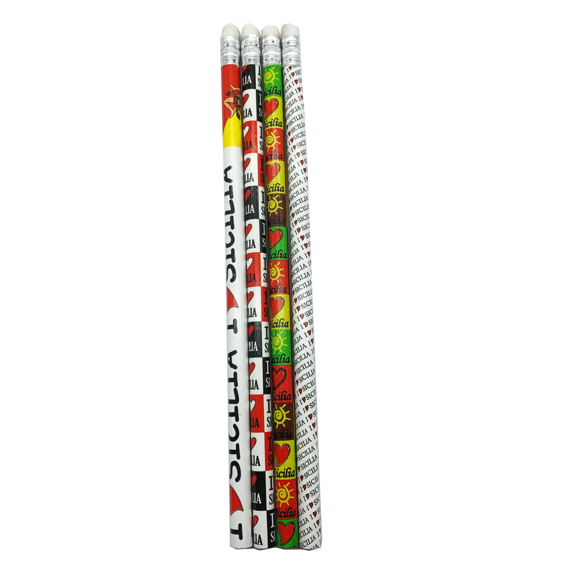 Colorful customized Logo Printing  HB rubber pencils for  Sicilia souvenirs
