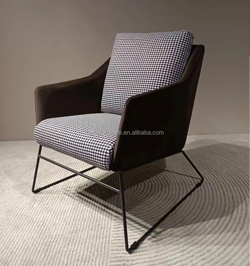 Promotion Hot Seller Living Room Nordic Design Black Metal Frame Sofa side Upholstered colorful Lounge Armchair