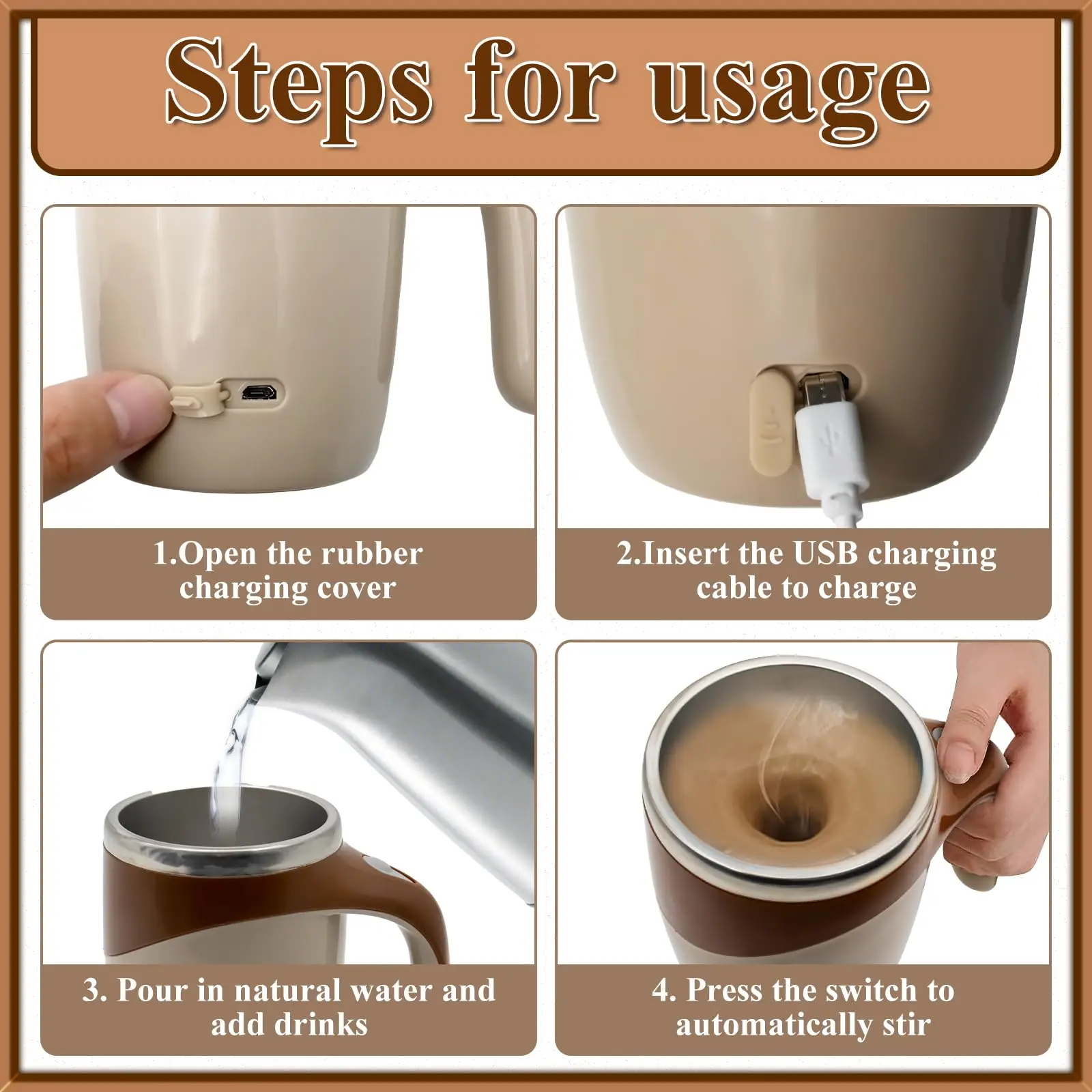 2024 Hot selling Automatic Magnetic Stirring Coffee Mug Home Office Stirring Cup with High Speed