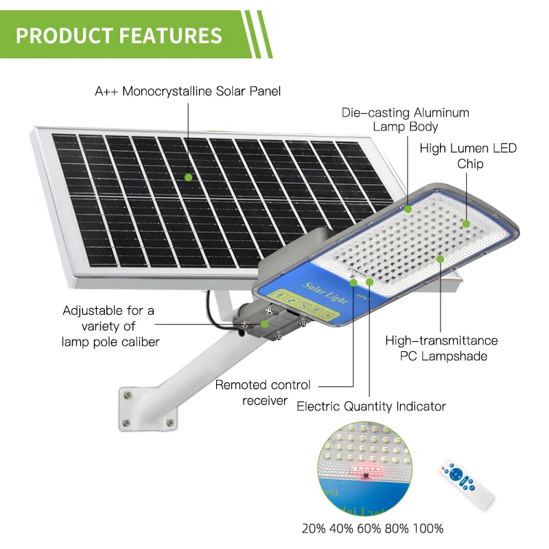 Solar Street Light Die Cast Aluminum Housing Smart DC Voltage Outdoor Lighting Price 100W 200W 300W LED Streetlights