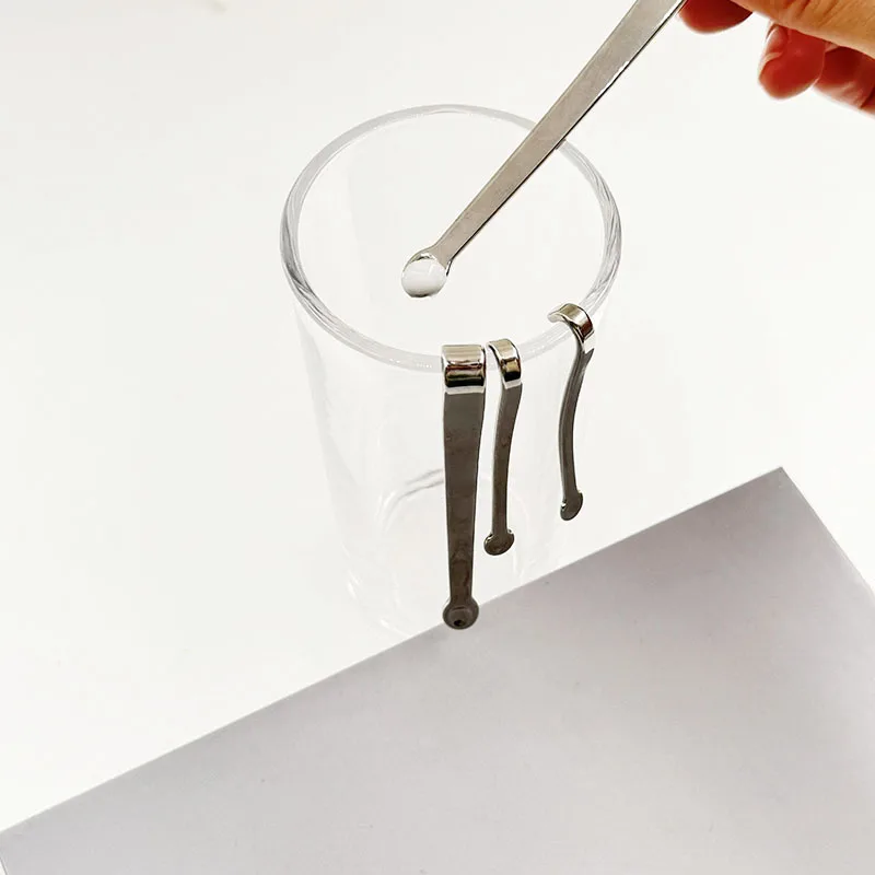 Laser Printing Personal Label Stainless Steel Shilajit Spoon Metal Scale Spoon Hanging Cup Spoon For Shilajit