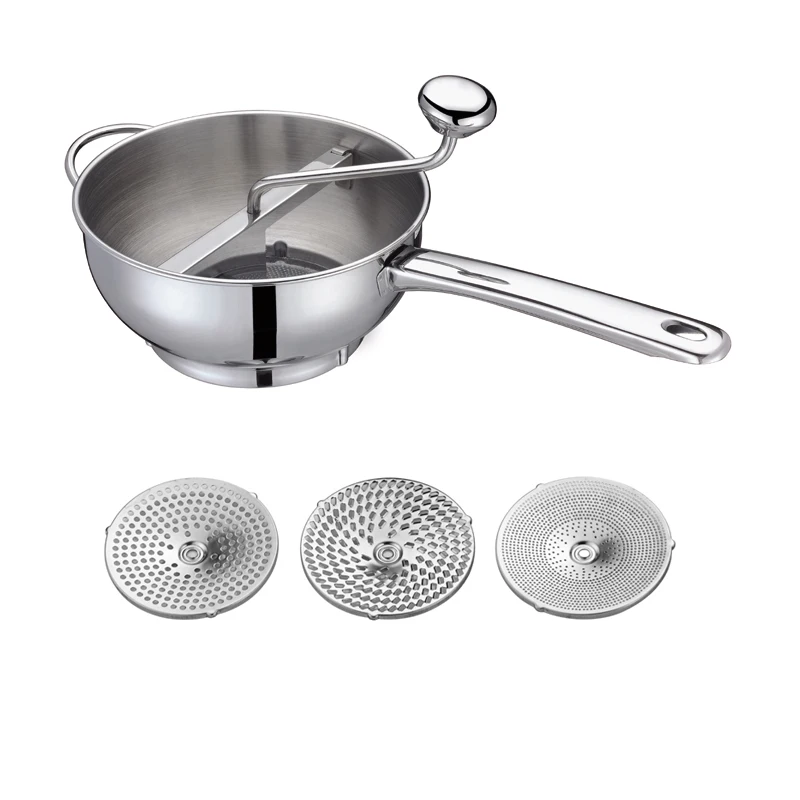 Long hollow handle side wire handle Stainless Steel Food Mill set